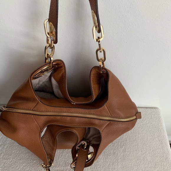 Michael Kors Gold Chain Leather Handbag